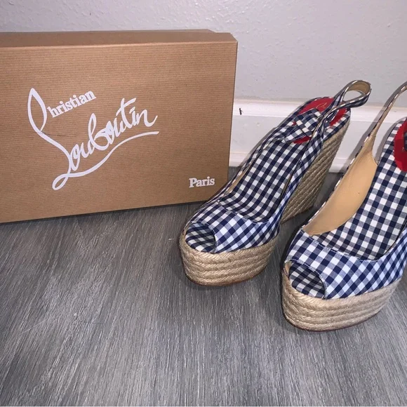 Christian Louboutin Blue and Red Espadrilles - Picture 2 of 3
